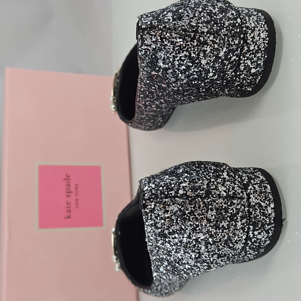 Kate Spade Silver Buckle Up Glitter Flats Size 38.5 - Picture 10 of 16
